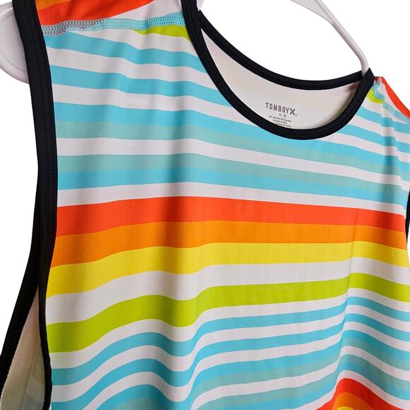 TomboyX Sunset Striped Swim Shirt Beach Vacation Size XL Quick Dry UPF 50 Island - Picture 4 of 6